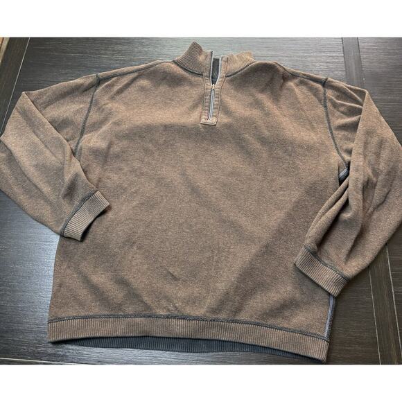 Tommy Bahama Men’s Reversible 1/4 Zip Sweater Size L Black/Brown - Picture 2 of 5